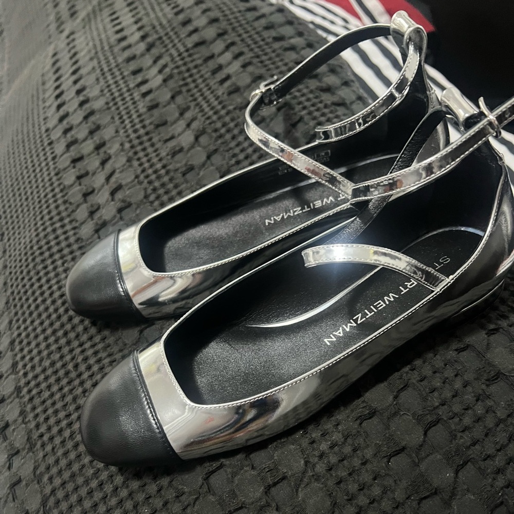 Stuart Weitzman Black with Silver Trim Heels